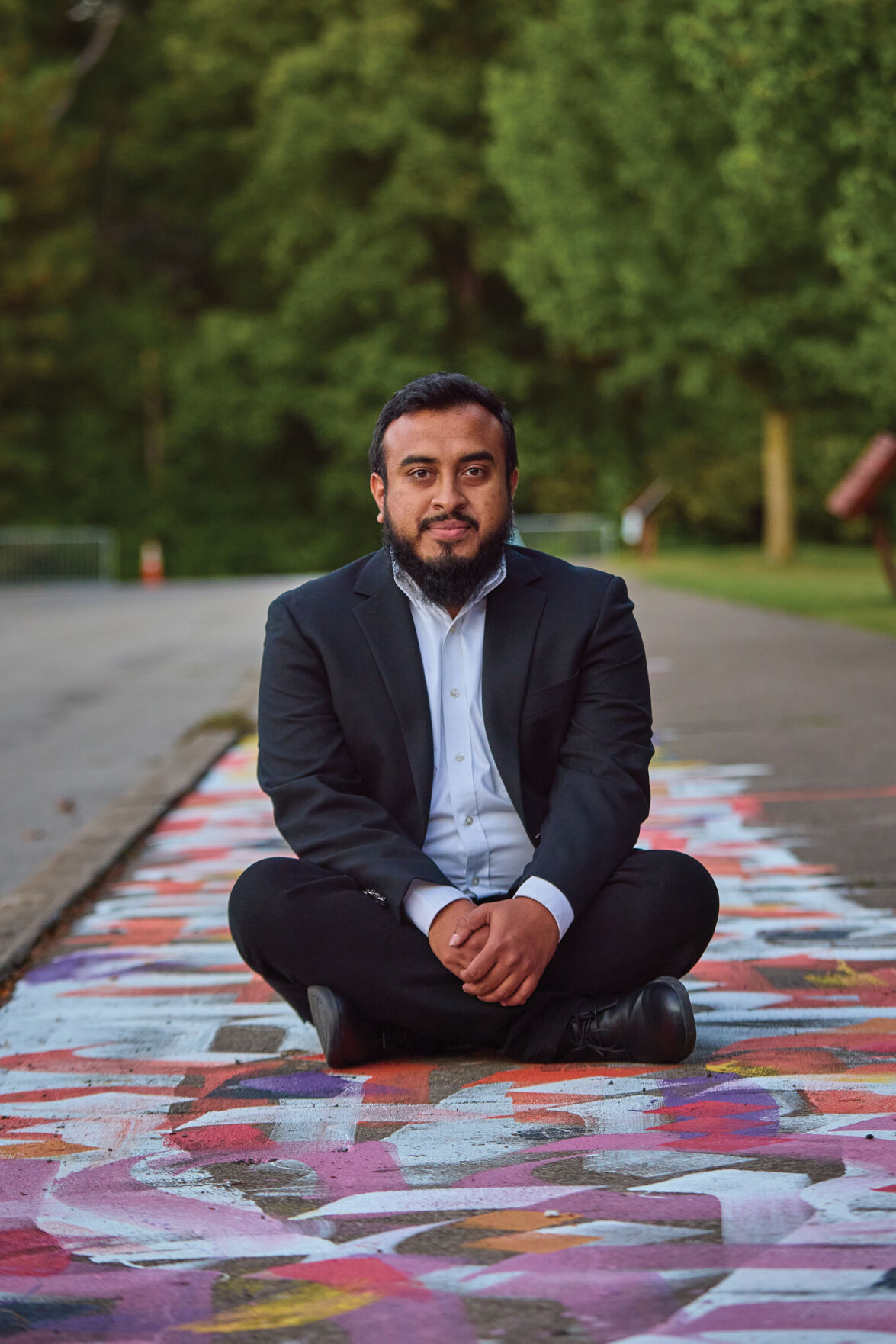 Muhammad Zaman with his installation at Artpark